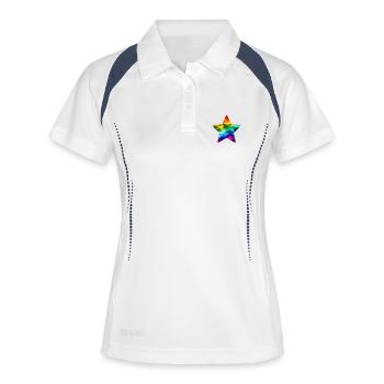 Étoile mosaïque arc-en-ciel - Polo respirant Femme - blanc/marine - Devant
