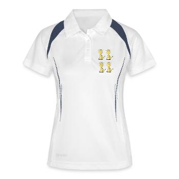 Motif joyeux des Quatre Girafes - Polo respirant Femme - blanc/marine - Devant