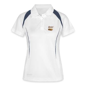 Motif de livre ouvert de la Bookgirl - Polo respirant Femme - blanc/marine - Devant