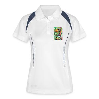 Dinosaurier - Frauen Polo atmungsaktiv - Weiß/Navy - Vorne