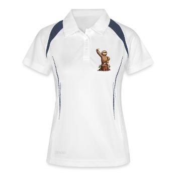 Célébration du paresseux sur une souche d’arbre - Polo respirant Femme - blanc/marine - Devant