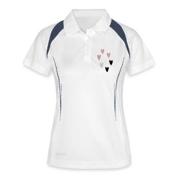 Collection Cœur Rosé, Gris et Noir Motif I - Polo respirant Femme - blanc/marine - Devant