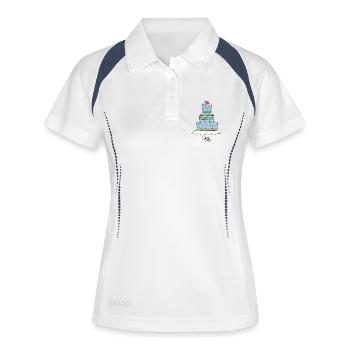 TIERSHIRT-Vorlage-clara_torte - Frauen Polo atmungsaktiv - Weiß/Navy - Vorne