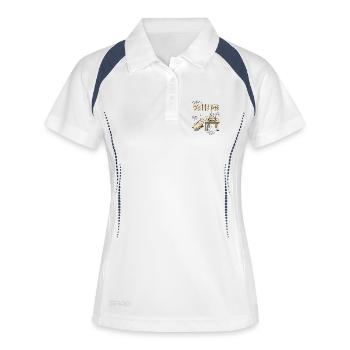 Vatertag – Grillträume - Frauen Polo atmungsaktiv - Weiß/Navy - Vorne
