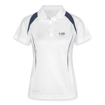 Autismus Vielfalt: Anders Nicht Weniger - Frauen Polo atmungsaktiv - Weiß/Navy - Vorne
