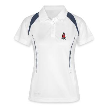 Comic Rakete Retro - Frauen Polo atmungsaktiv - Weiß/Navy - Vorne