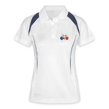 Minimalistische Fahrrad-Primärfarben - Frauen Polo atmungsaktiv - Weiß/Navy - Vorne