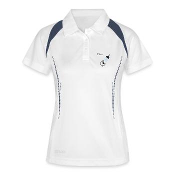 Humour pour introvertis sous la douche, temps en solitude - Polo respirant Femme - blanc/marine - Devant