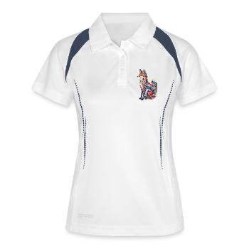Motif floral patchwork de renard - Polo respirant Femme - blanc/marine - Devant