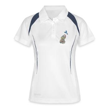 Elefant und blauer Vogel - Frauen Polo atmungsaktiv - Weiß/Navy - Vorne