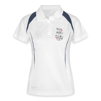 Omas sind Mütter mit Zuckerguss - Oma Geschenk - Frauen Polo atmungsaktiv - Weiß/Navy - Vorne