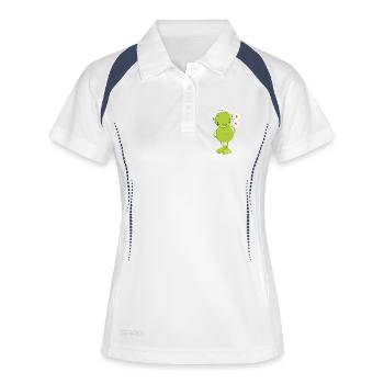 Grenouille aux fleurs - Polo respirant Femme - blanc/marine - Devant