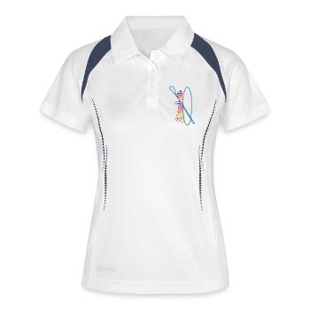 Lettrage de pagaie debout avec paddle board - Polo respirant Femme - blanc/marine - Devant