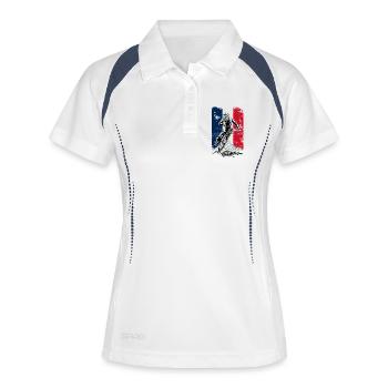 French Flag Mountain Moto - Frauen Polo atmungsaktiv - Weiß/Navy - Vorne