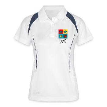 SAINT VALENTIN. EVJF. JE T'AIME. I LOVE YOU. AMOUR - Polo respirant Femme - blanc/marine - Devant