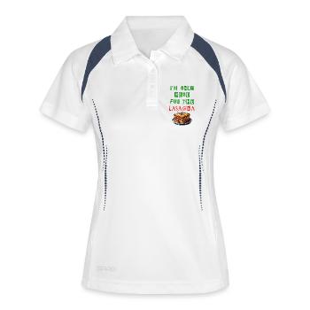 Ich bin nur wegen der Lasagne hier - Frauen Polo atmungsaktiv - Weiß/Navy - Vorne