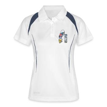 Aquarell Landkarte Schweden - Frauen Polo atmungsaktiv - Weiß/Navy - Vorne