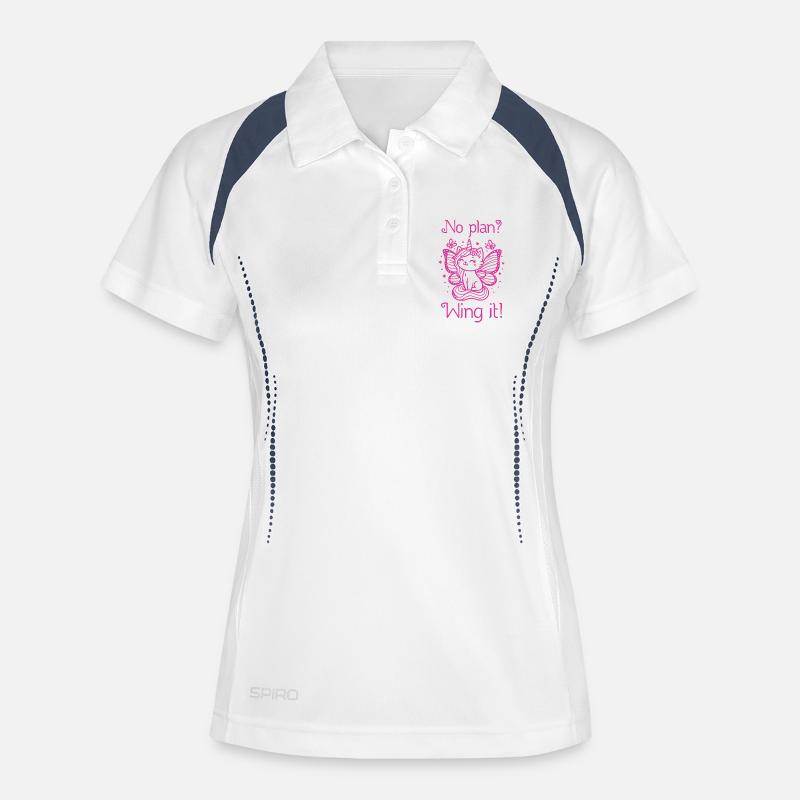 No plan wing it Winged Unicorn Cat - Women's Polo breathable - white/navy