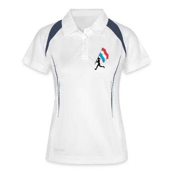 Drapeau Luxembourg femme running - Polo respirant Femme - blanc/marine - Devant