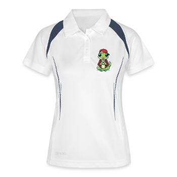 Love Gecko Style - Frauen Polo atmungsaktiv - Weiß/Navy - Vorne