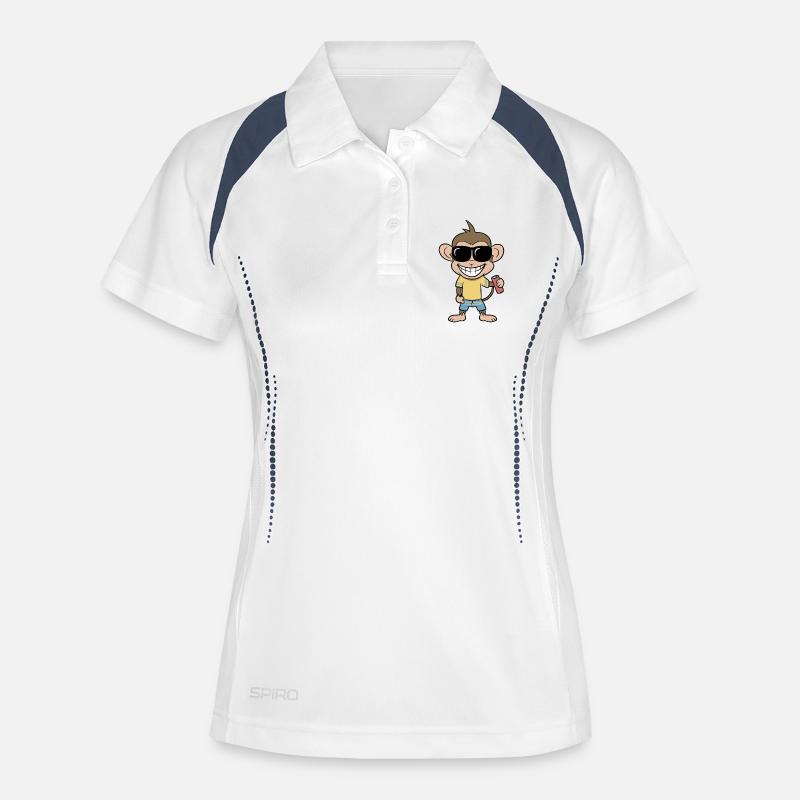 Holiday monkey with drink - Women's Polo breathable - white/navy