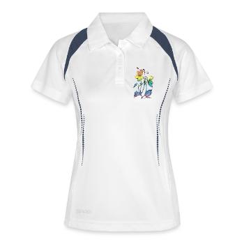 Blumen - Frauen Polo atmungsaktiv - Weiß/Navy - Vorne