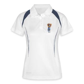 Laly Blue Astronaut im Weltraum Helm - Frauen Polo atmungsaktiv - Weiß/Navy - Vorne