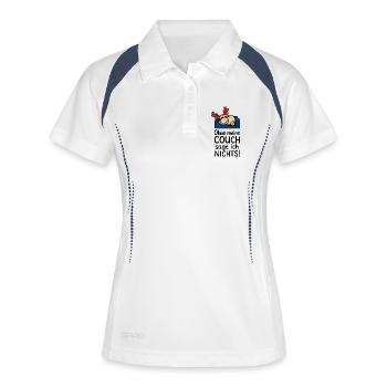 Rentier Elmondo sagt nichts ohne seine Couch ;-) - Frauen Polo atmungsaktiv - Weiß/Navy - Vorne
