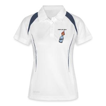 Flacon à motifs ardents avec flamme - Polo respirant Femme - blanc/marine - Devant