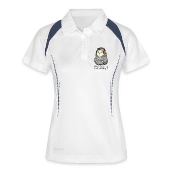 Sweat à capuche chat disant anti-stupide - Polo respirant Femme - blanc/marine - Devant