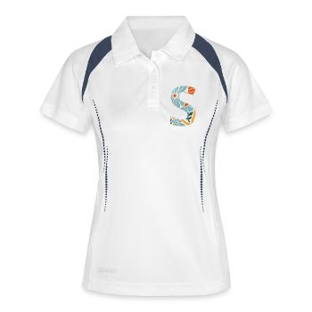Letter s Groovy Flowers Geschenkidee - Frauen Polo atmungsaktiv - Weiß/Navy - Vorne