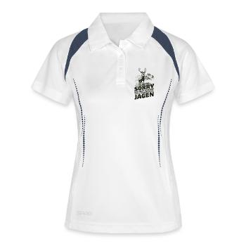 Hab nicht zugehört war in Gedanken beim Jagen - Frauen Polo atmungsaktiv - Weiß/Navy - Vorne