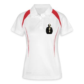 Tolstoy Rugged Rebel Portrait in Leather - Women's Polo breathable - white/navy - Front