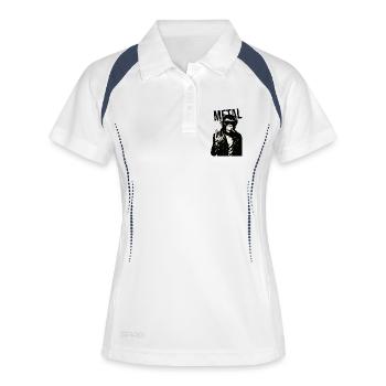 Chimpanzé métallique rebelle - Polo respirant Femme - blanc/marine - Devant