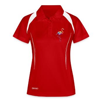 Colorful Flamingo Rainbow Pop Art Watercolor - Women's Polo breathable - white/navy - Front