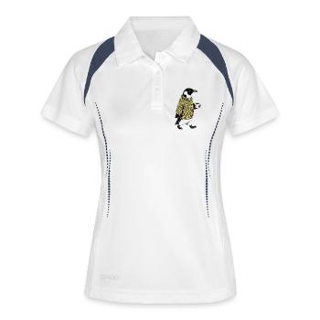 Kaffee Pinguin - Frauen Polo atmungsaktiv - Weiß/Navy - Vorne
