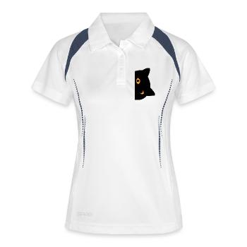 Chat noir - Polo respirant Femme - blanc/marine - Devant