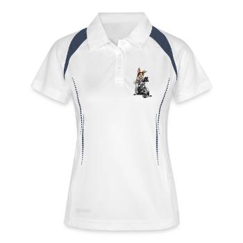 Bunny on the exercise bike with headphones - Women's Polo breathable - white/navy - Front