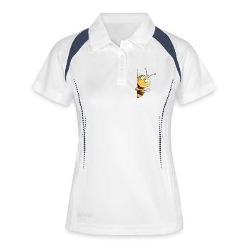 Abeille Espiègle Coucou - Polo respirant Femme - blanc/marine - Devant