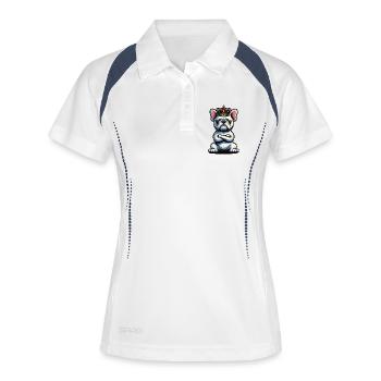Bouledogue français Frenchie Propriétaire de Frenchie - Polo respirant Femme - blanc/marine - Devant