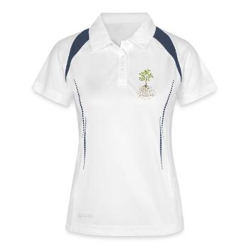 Roots Are Precious Baum Design  - Frauen Polo atmungsaktiv - Weiß/Navy - Vorne