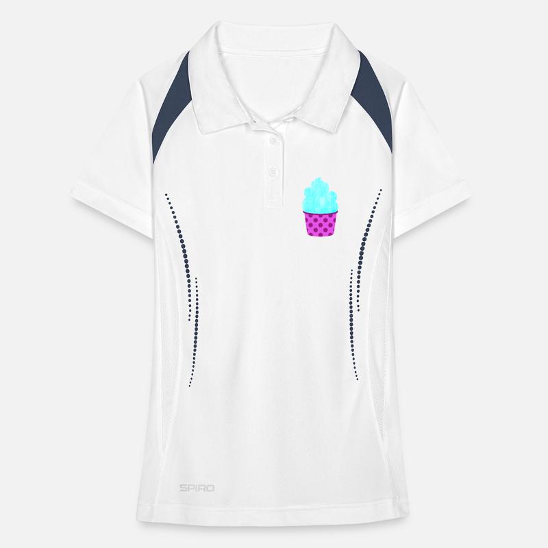 Eis Eiscreme Eiskrem Dots Punkte Softeis Sommer Frauen Polo atmungsaktiv