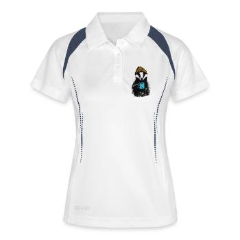Kaffee Dachs - Frauen Polo atmungsaktiv - Weiß/Navy - Vorne
