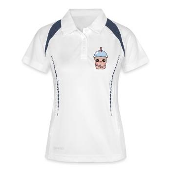 Bubble Tea avec Visage – Personnage de Kawaii Boba - Polo respirant Femme - blanc/marine - Devant