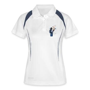 Astronaute et Fleur Grandir au-delà - Polo respirant Femme - blanc/marine - Devant