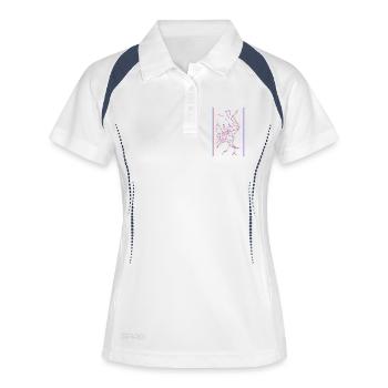 Genüsslich Eis essen - Frauen Polo atmungsaktiv - Weiß/Navy - Vorne