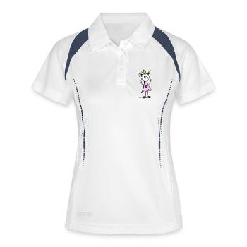 Lustige Prinzessin mit Krone und rosa Kleid - Frauen Polo atmungsaktiv - Weiß/Navy - Vorne