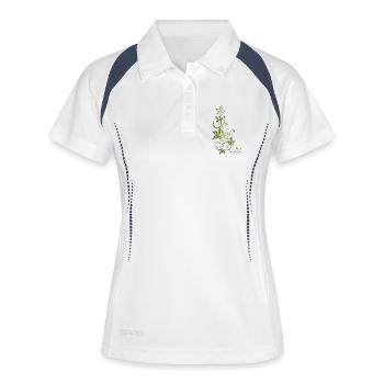 Feuille feuilles automne vert vrille - Polo respirant Femme - blanc/marine - Devant