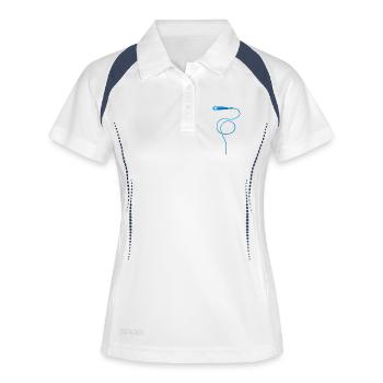 Mikrofon blau - Frauen Polo atmungsaktiv - Weiß/Navy - Vorne