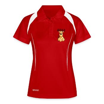 Witziger Airedale Terrier - Hund - Geschenk - Frauen Polo atmungsaktiv - Weiß/Navy - Vorne